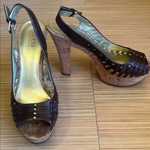 Guess Brown Platform Heels